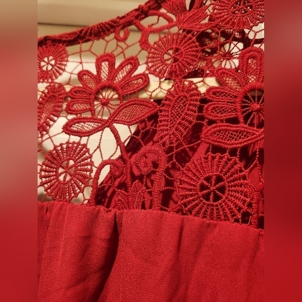 Gb rust red orange bell sleeve dress Size large - Picture 5 of 8